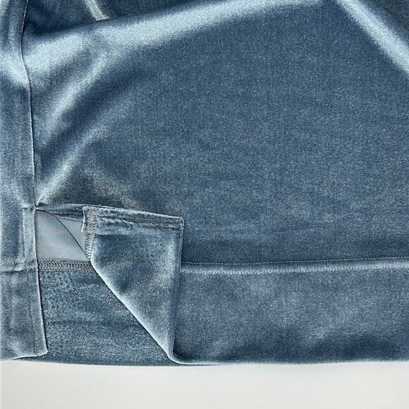 Anthropologie Krisha Blouse Top Velvet Mock Neck Short Sleeve Slate Blue Size L - Picture 13 of 16